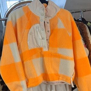 FP Movement by Free People Orange and Cream Plaid Jacket